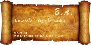Baczkó Ajnácska névjegykártya